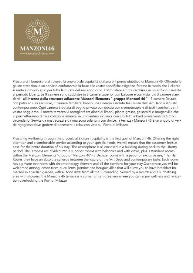 לינה וארוחת בוקר מילאצו Manzoni 46 - Ospitalita Siciliana מראה חיצוני תמונה